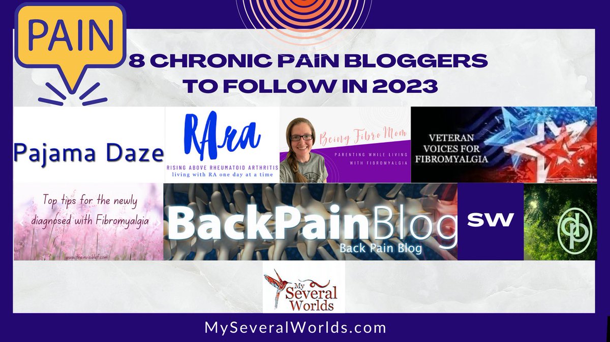 8 #ChronicPain Bloggers To Follow in 2023 - 
myseveralworlds.com/2023/02/17/8-c…

Let's support these amazing women who assist other patients @PajamaDaze @RisingAboveRA
@BeingFibroMom @DespitePain @globetrotteri and more!

#WomenSupportingWomen #HealthBloggers #FibroBloggers #MySeveralWorlds