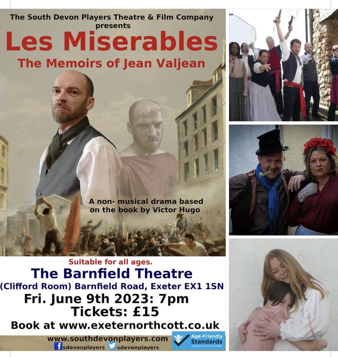 sdevonplayers's tweet photo. Pls share :, tickets on sale via the @ExeterNorthcott box office (also linked off our website) 
A drama featuring amazing actors from across south #Devon. Show info: https://t.co/HoVGiKAkZI.

 #exeter #theatre #devontheatre #devonactors #eastdevon #LesMiserables https://t.co/xUKiRYFO04