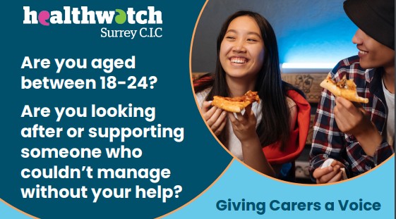Being a #YoungAdultCarer, you may get treated differently when dealing with health and social care services. 

Healthwatch would like to hear from you, solo, or in a group – next meeting Staines, pizza 🍕 involved!

Contact Lisa 07961 053430, & more here: ow.ly/qcsK50NI7a7