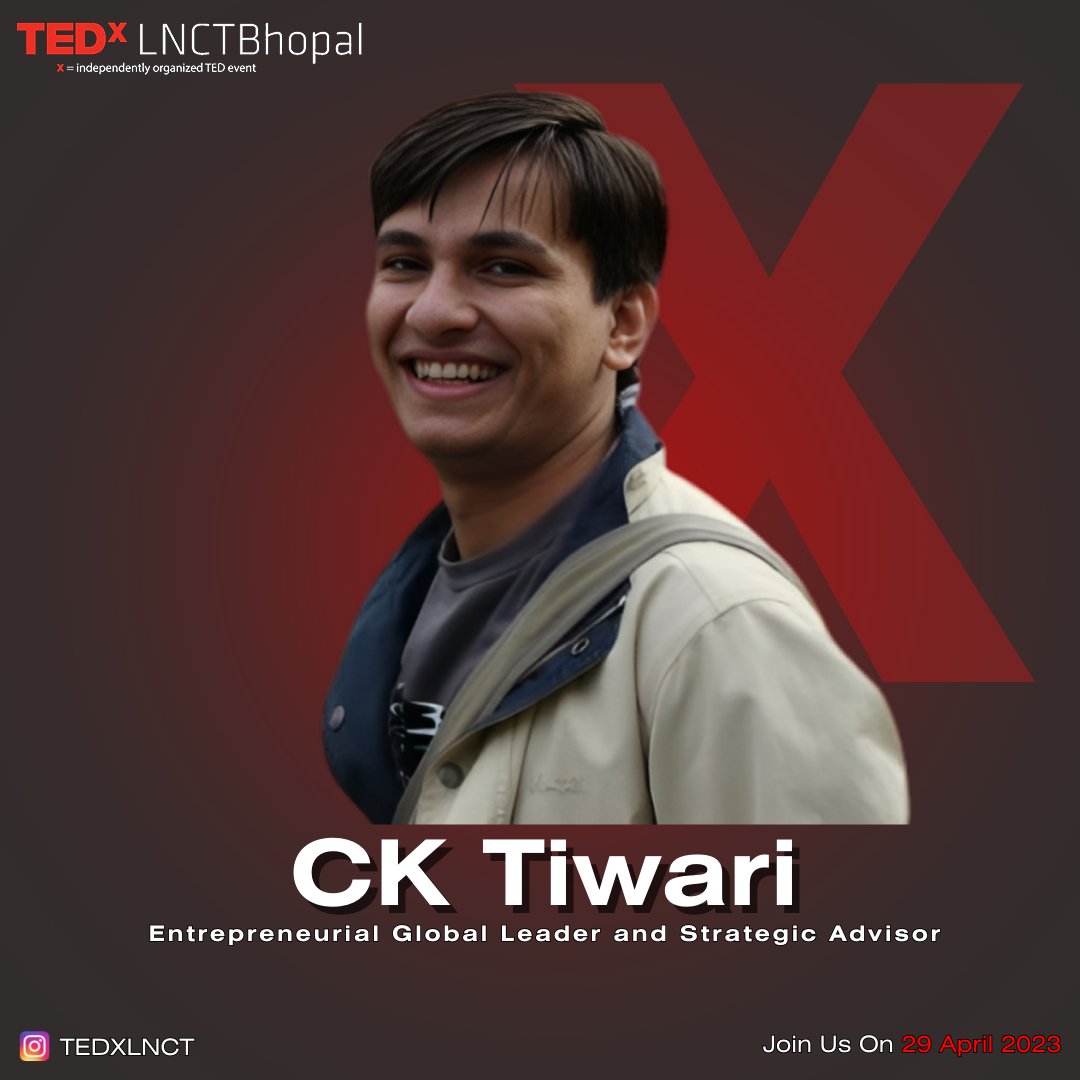 TEDx_LNCTBhopal's tweet photo. Meet our speaker- 
Mr. CK Tiwari, an entrepreneur, strategic advisor &amp; a global leader, with an experience of 16+ years.@imcktiwari has helped startups grow to a global level. His business Incubation Masters, a global organization,aims to empower many across the globe.#tedx #lnct https://t.co/6Fky624iPX