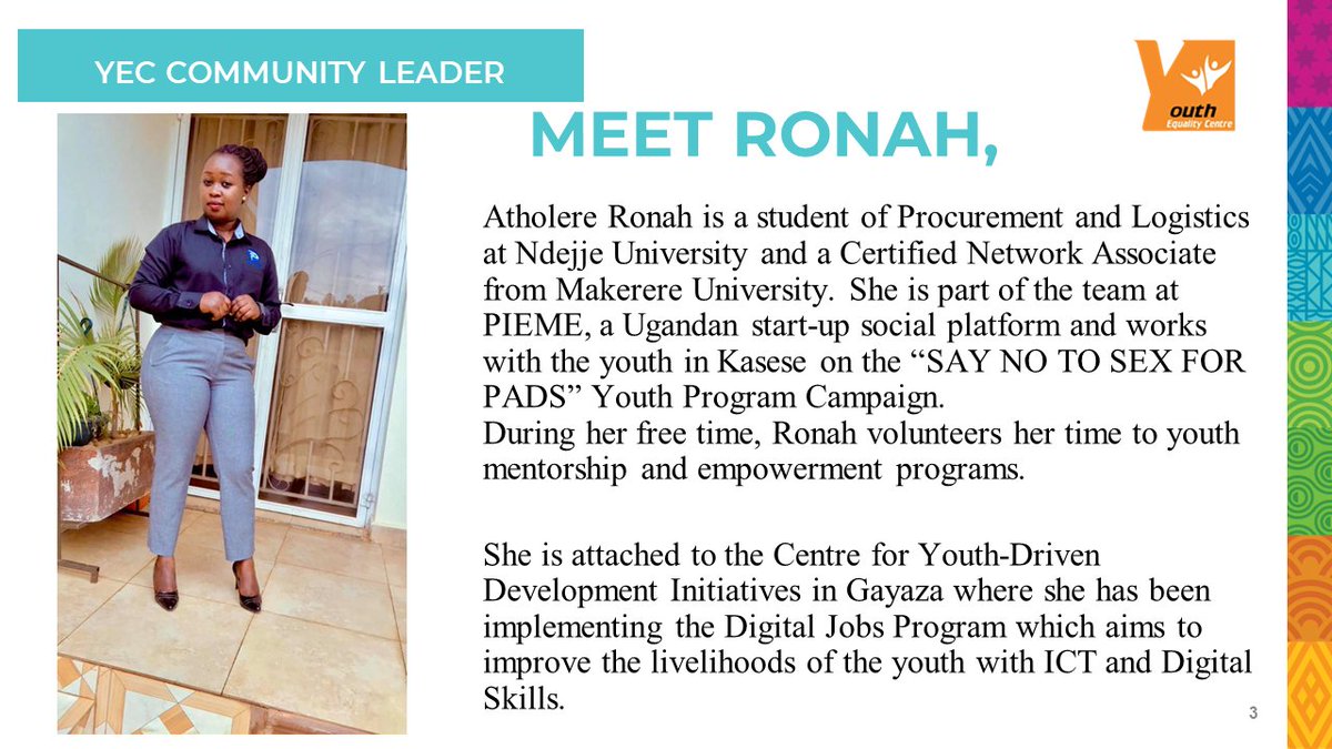 EqualityCenter's tweet photo. @EqualityCenter, we pride in transforming young people into leaders and career ready young adults. 
Meet Ronah, a community educator from the @DigitalOppTrust Community Leadership program.

@DigitalOppTrust 
#EmpoweringTheYouth https://t.co/hqKCilzXjg