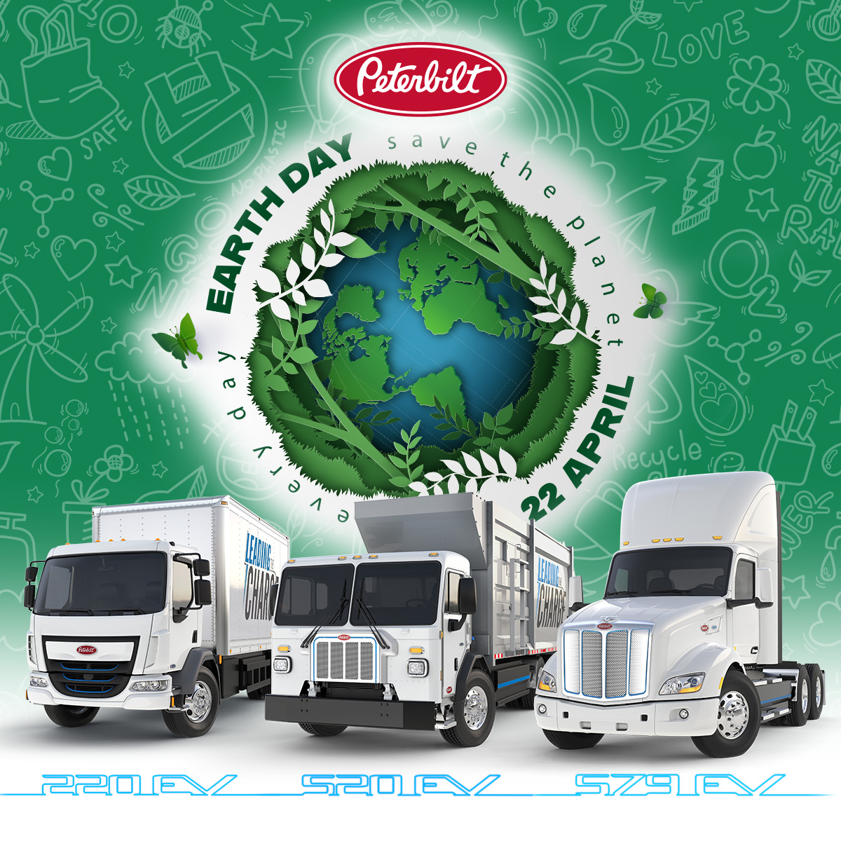 PeterbiltMotors's tweet photo. Peterbilt is proud to offer Zero Emissions technologies to invest in the future of our planet. Happy Earth Day! #PeterbiltPride #PeterbiltEV #EarthDay2023 https://t.co/O0SkWSyJIi