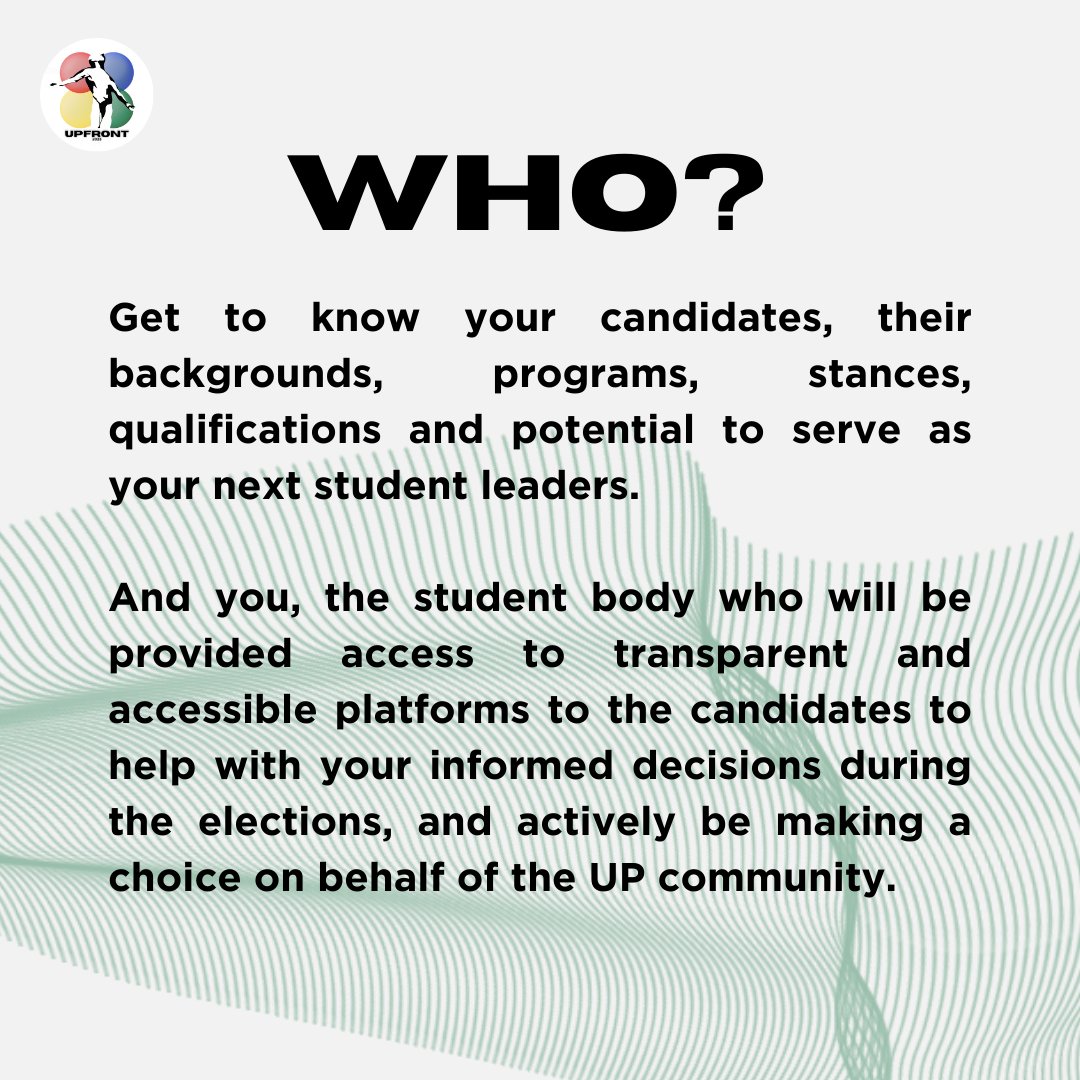 UPFrontUPD's tweet photo. Ready to know what our USC candidates and future student leaders have in store for us? Here's a little information to get to know UPFront 2023!

#UPFront2023
#HalalanUPD2023 https://t.co/WES90tCC3N
