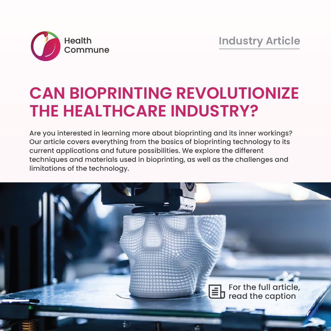 healthcommun_'s tweet photo. Our latest industry article, ‘Can we print the future of healthcare?’ talks about bioprinting, its challenges and more. Click here to read the whole article: https://t.co/g3KbMB3k6L
#HealthCommune #IndustryArticles #articles #printing #healthcare #bioprinting https://t.co/01r2SBDs5s