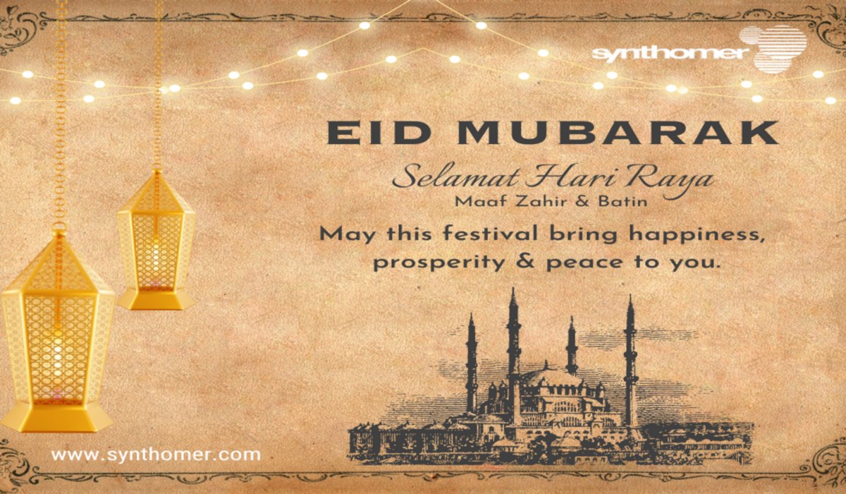 Synthomer_Group's tweet photo. Eid Mubarak & Selamat Hari Raya Aidilfitri!
Synthomer wishes all our Muslim colleagues, suppliers, business partners and customers a wonderful and prosperous festive season!
#Eid2023 #Synthomer #Syawal144H https://t.co/CIKVV4xquK
