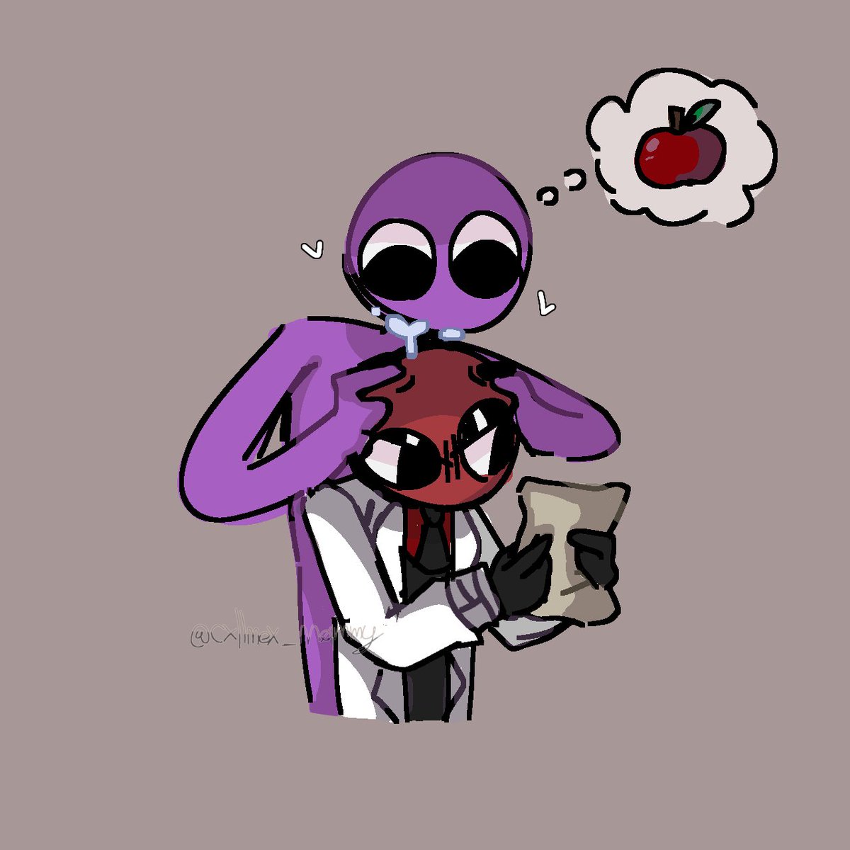 Cxllmex_M0mmy's tweet photo. น้อนม่วงอยากจะสวบแอปเปิ้ล|| RAINBOW FRIENDS FANART #RainbowFriends #rainbowfriendsfanart #purplexred #fanart https://t.co/pvRZWU6Btn