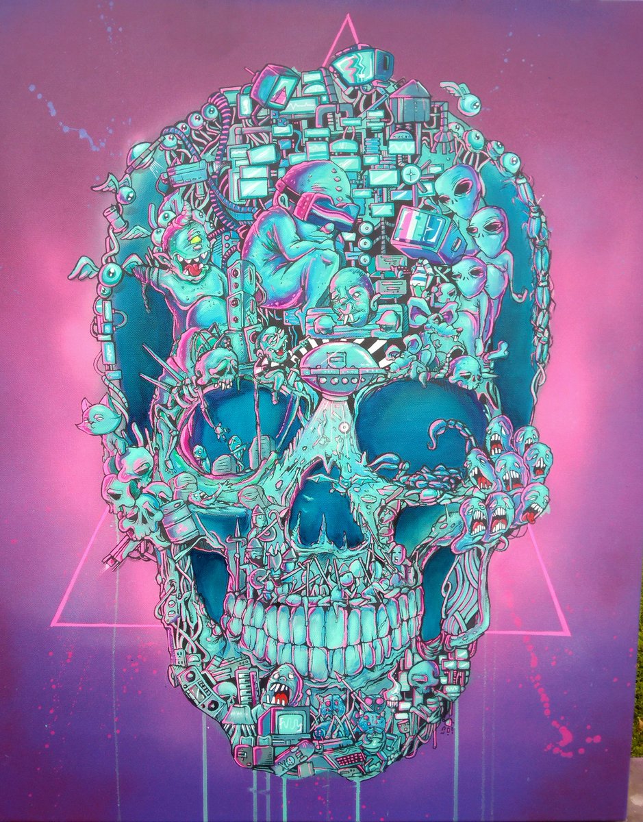 Untitled. 24x30 canvas #handpainted #artwork #skull #vr