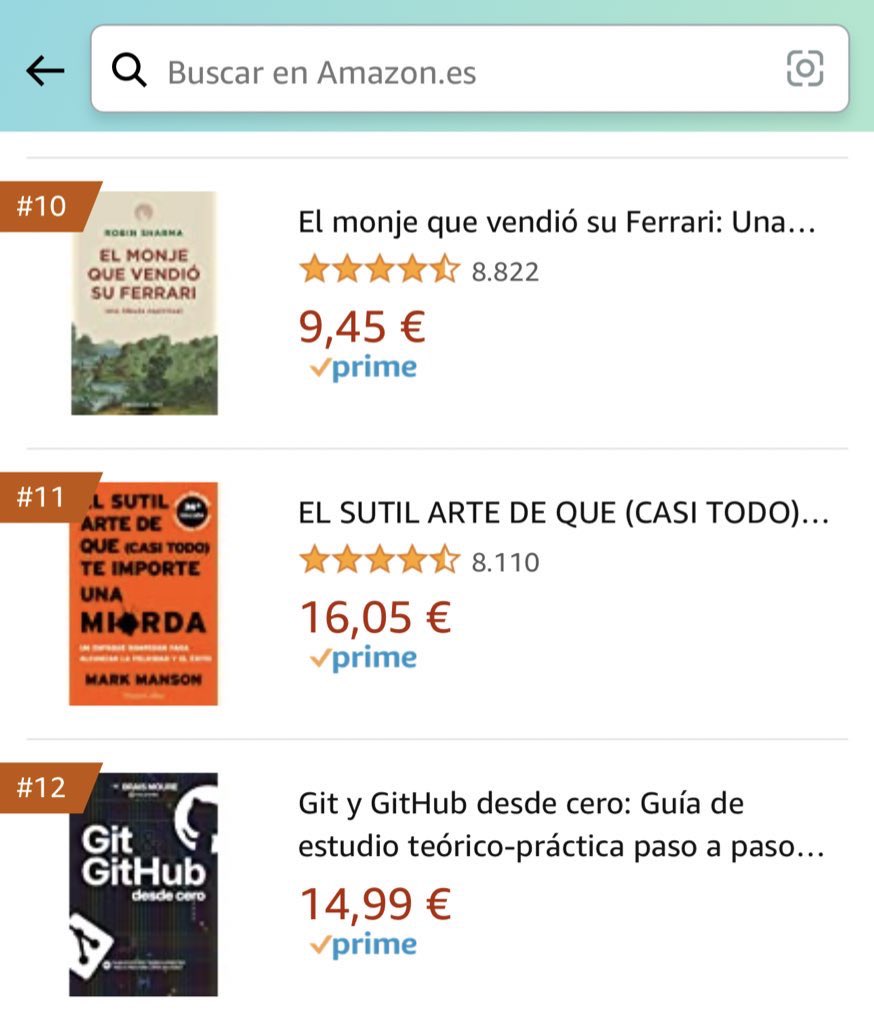 MoureDev's tweet photo. Hay que parar esto 🤣

Mi libro "Git &amp; GitHub desde cero" está en el TOP 12 de Amazon!

¿Te imaginas que llegamos al top 10 si me ayudas a compartirlo?

Sois increíbles! https://t.co/VlW0ivq9hM