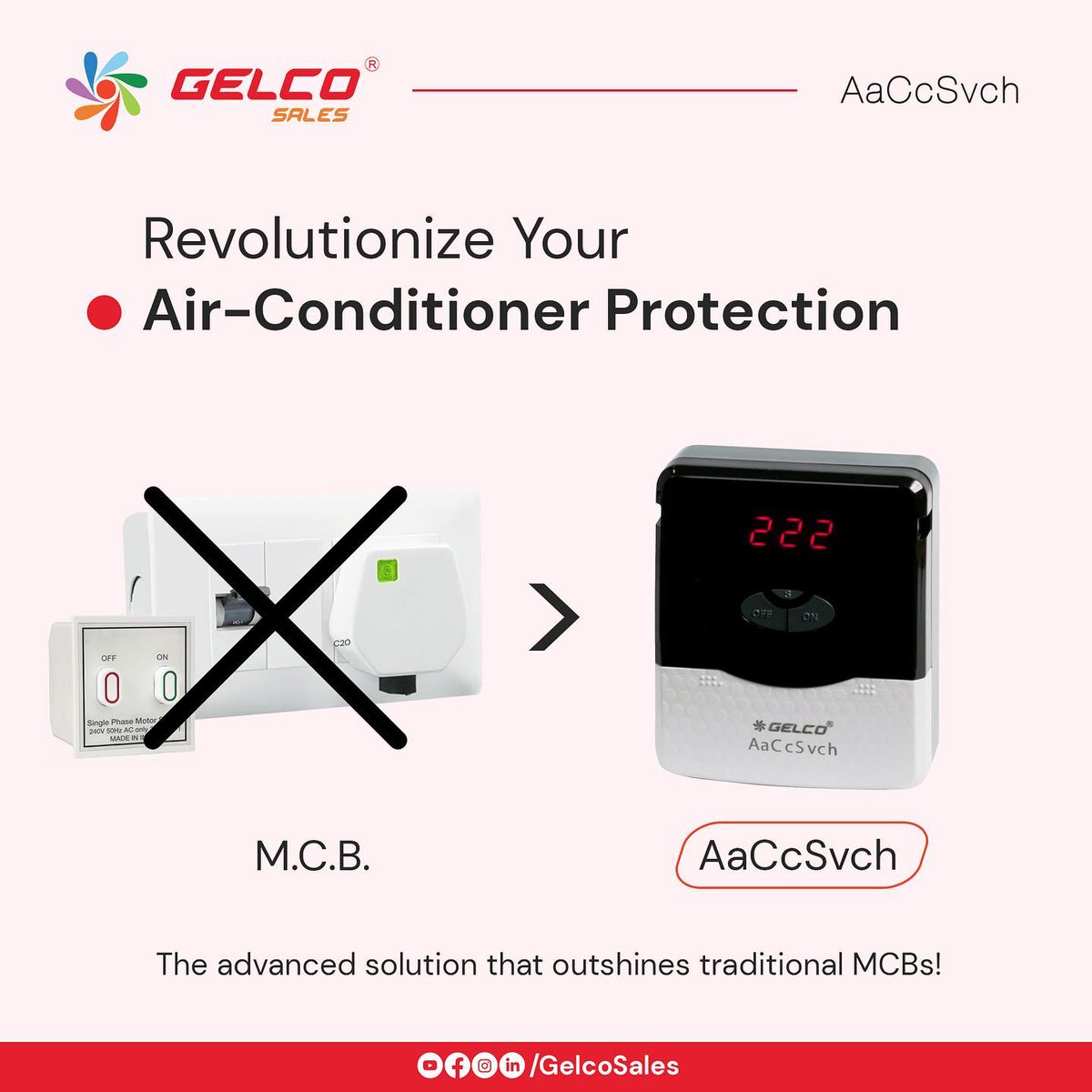 GelcoSales's tweet image. Stay cool and protected with Gelco AaCcSvch - the ultimate safeguard for your air conditioner!

AaCcSvch -The Advanced Solution That Outshines Traditional MCBs!

#gelco  #acprotection #electronicstarter #electronicprotection #highvoltageprotection #overloadprotection