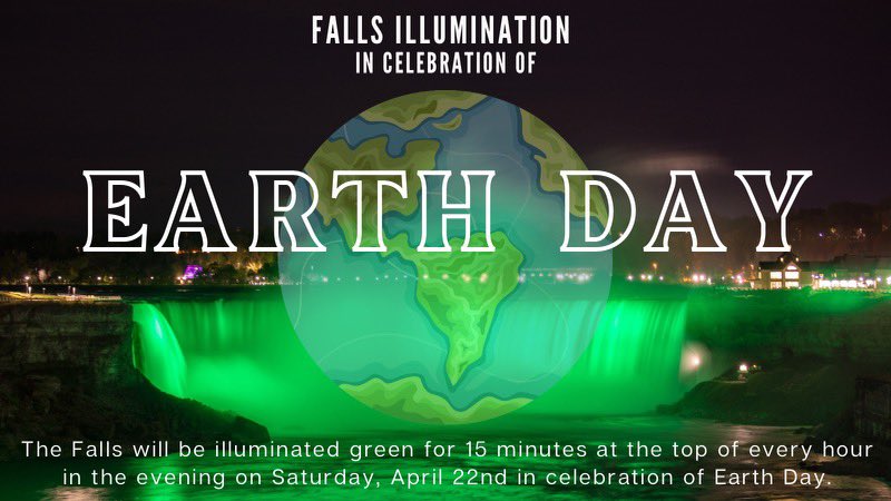 jimdiodati's tweet photo. Happy #EarthDay! Let's celebrate our beautiful planet & take action to protect it. From reducing our carbon footprint to conserving water & energy, every small step counts towards a healthier & sustainable world. Tonight, @NiagaraFalls will be illuminated #green for 15 minutes at the top of every hour in celebration of #EarthDay2023.