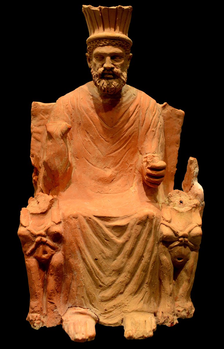 AtreyuBastian84's tweet photo. Baal Hammon, king of the Punic #pantheon, on his throne with a crown and flanked by #sphinxes. https://t.co/DGdJawxJXK