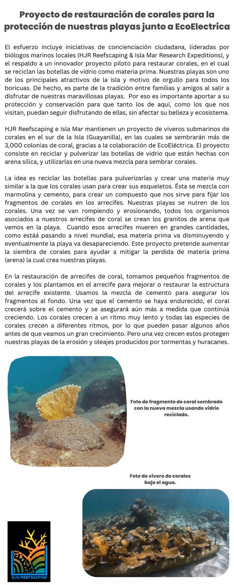 La restauración de corales para la protección de nuestras playas; parte de la contribución que realizamos para lograr un mejor planeta. #diadelatierra #somosenergiapositiva #ambiente #compromiso #responsabilidadsocial #playas #corales #EarthDay2023 <a href="/Reefscaping/">HJR Reefscaping</a>