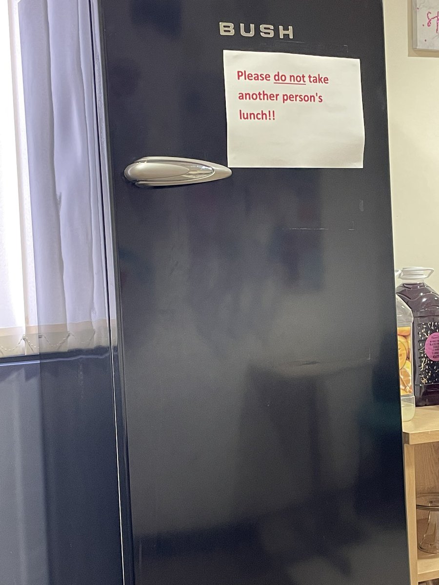 kathryn_wales's tweet photo. Say you work for the nhs without saying you work for the nhs……..the sign is the intervention that has taken place after my lunch got stolen on Thursday!! (Before you all pile on it’s not my sign but it has made me chuckle). #lunchthief #nhssigns #saladgate https://t.co/0dXDy6uqIR