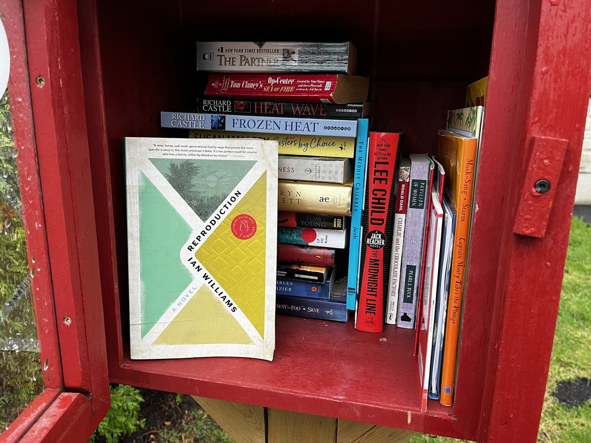 summerscommon's tweet photo. Rainy days make good reading days.  We've got Ian Williams' Reproduction, which won the 2019 @GillerPrize in the library on this wet Saturday morning.  #BurlON https://t.co/1Cegg7NWWj
