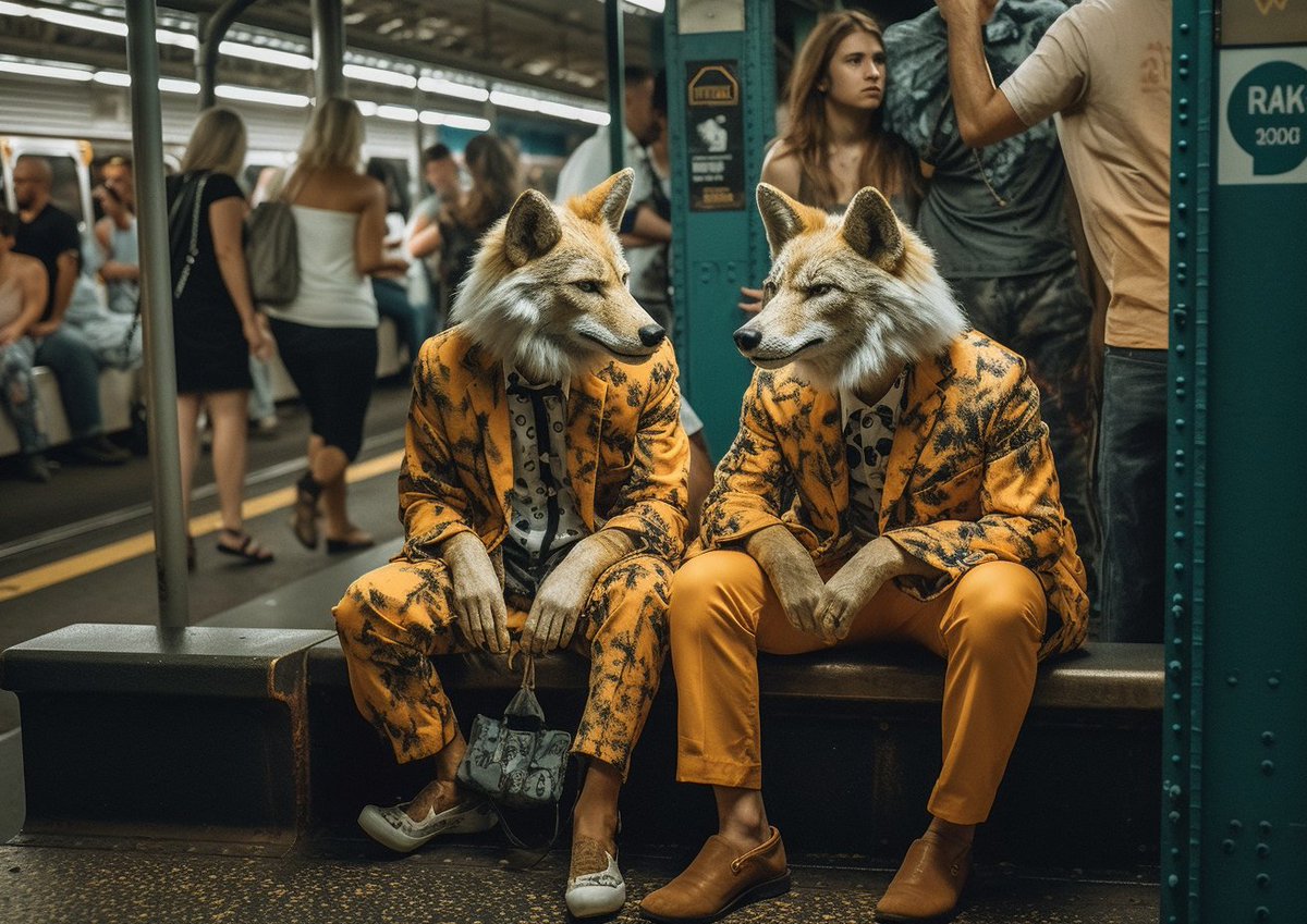 g0naji's tweet photo. The fashion game just got a whole lot wilder - literally. #WTF #subwaystyle
#creativity #photography #ai #aiartcommunity https://t.co/1mGNillOzy