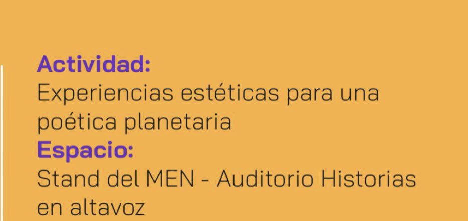 Daz4Grace's tweet photo. Cuidar los sistemas naturales es un desafío universal 🌏 Estimada comunidad @PTA_Colombia  no te pierdas el panel: “Experiencias estéticas para una conciencia planetaria”.@LondonoYerry @GioCastaeda2
🗓️Jueves 27 de abril 
🕣4:00 p.m 
Stand del MEN- Historias en altavoz https://t.co/lZhDVh8nI0