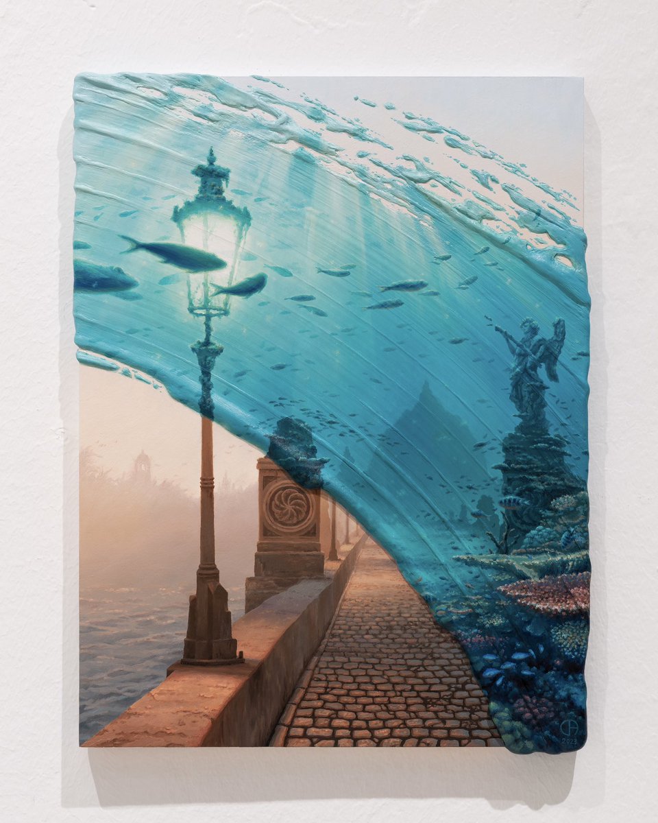 davidambart's tweet photo. finished a new painting recently titled "Water Over the Bridge" https://t.co/UfcU1tSiP2