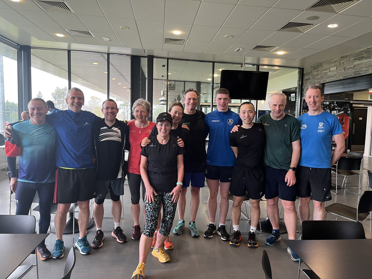 BelfastRunClub's tweet photo. Parkrun celebration time for BRC. Our chairman @brendanbelfast running his 250th park at @Queens_parkrun and also there was his son Peter running his 50th parkrun. Meanwhile at @ormeauparkrun we had Donna running her 300th parkrun. https://t.co/FpKCONJpE2