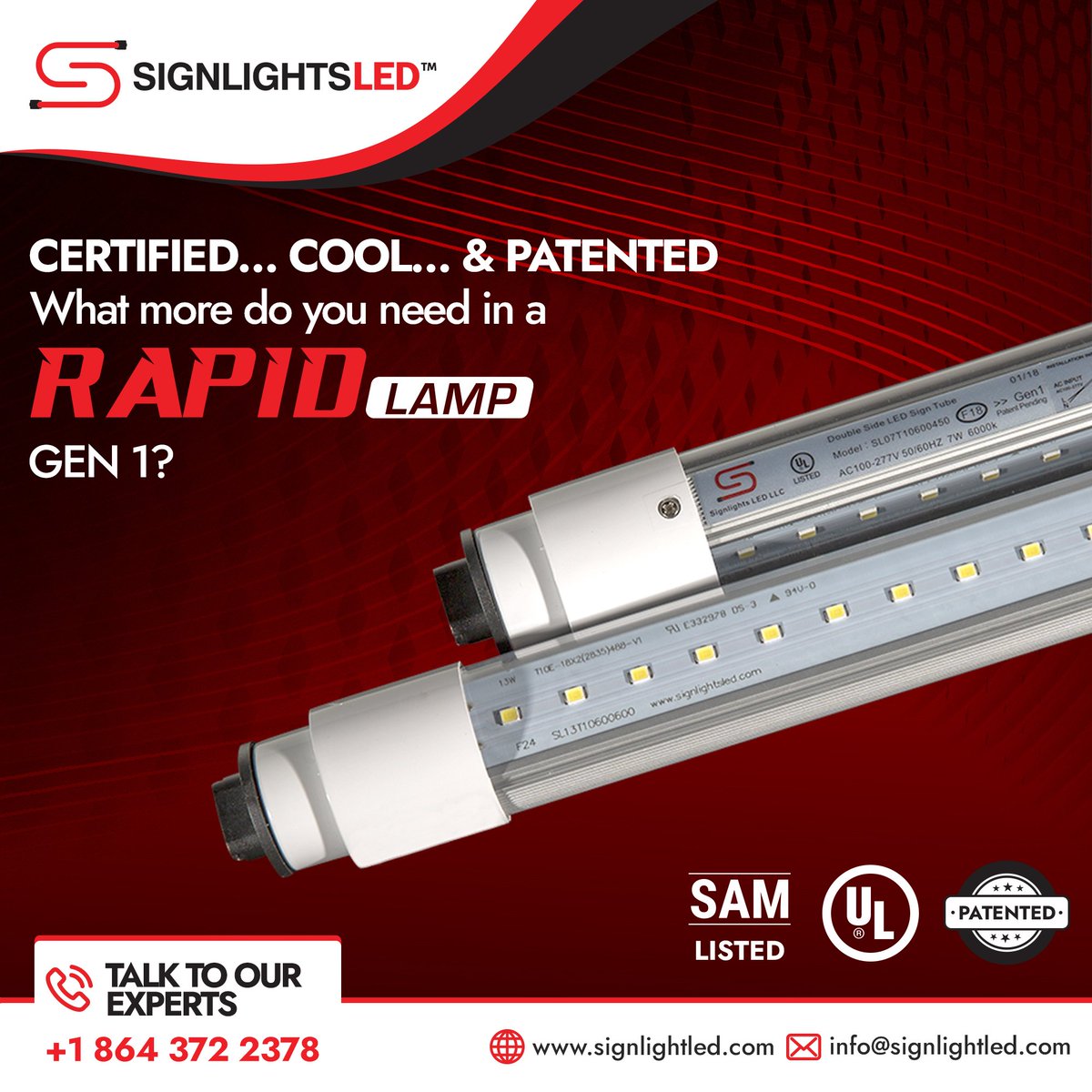signlightled's tweet image. #RAPIDLAMP – GEN1, manufactured by #SIGNLIGHTSLED is a High Pedigree Product…
UL Certified, Patented, Cool, Super Long Lasting.
NEED MORE ??

Get in touch with us for more details! 
Call us on 📞 864-372-2378
or
Visit: signlightled.com
.
.
.
#SignLightLED #ledsignlights