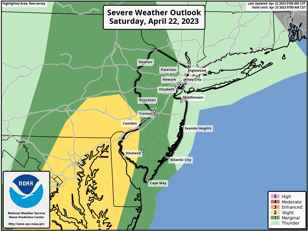 SEVERE WEATHER POSSIBLE TONIGHT... We really need rain. And we'll get get about a half-inch or more here.

But there is a chance these storms pack a windy punch. Technically there is a tornado risk too, but it's low and limited to western NJ.

Storm arrival time around 6pm-10pm.