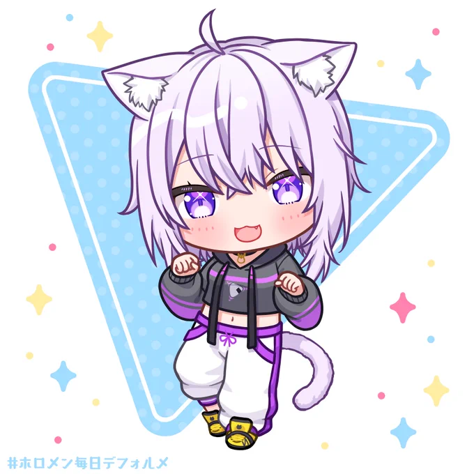 #ホロメン毎日デフォルメ 17日目:猫又おかゆちゃん#絵かゆ 明日はころさん!お楽しみに!!! 