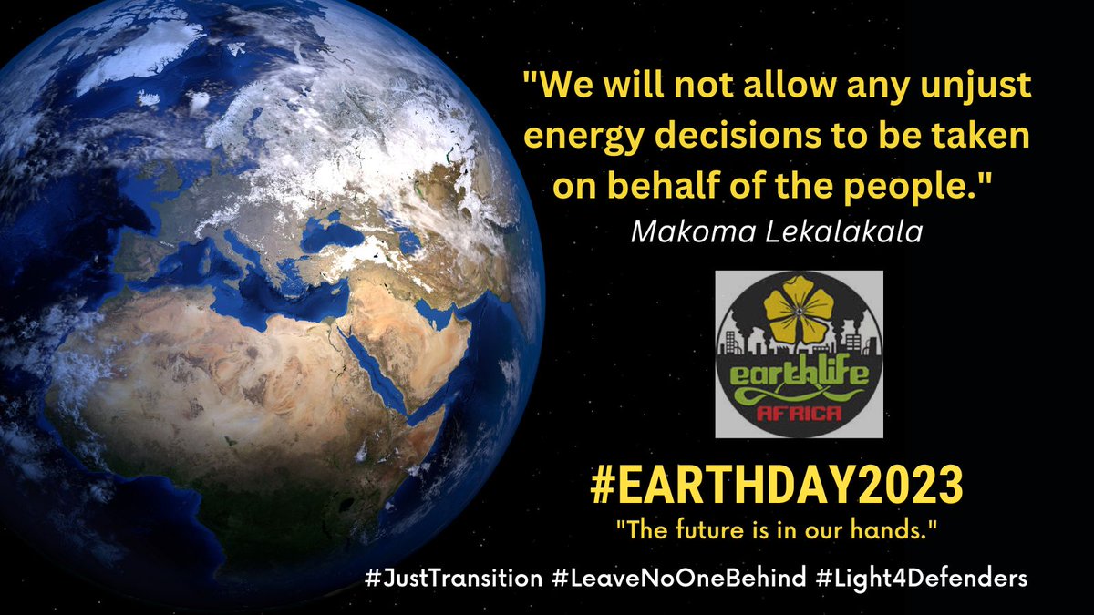 #EarthDay2023 theme = "Invest in the Planet". This means: Address #ClimateChange, make moves to #StopCoal in ways that #LeavesNoOneBehind, etc. Decision-makers should stop being #FossilFools but rather accelerate an inclusive #JustTransition. <a href="/ClimateZA/">Presidential Climate Commission</a> <a href="/LifeAfterCoal/">Life After Coal</a> <a href="/makomaphil/">Makoma Lekalakala</a>
