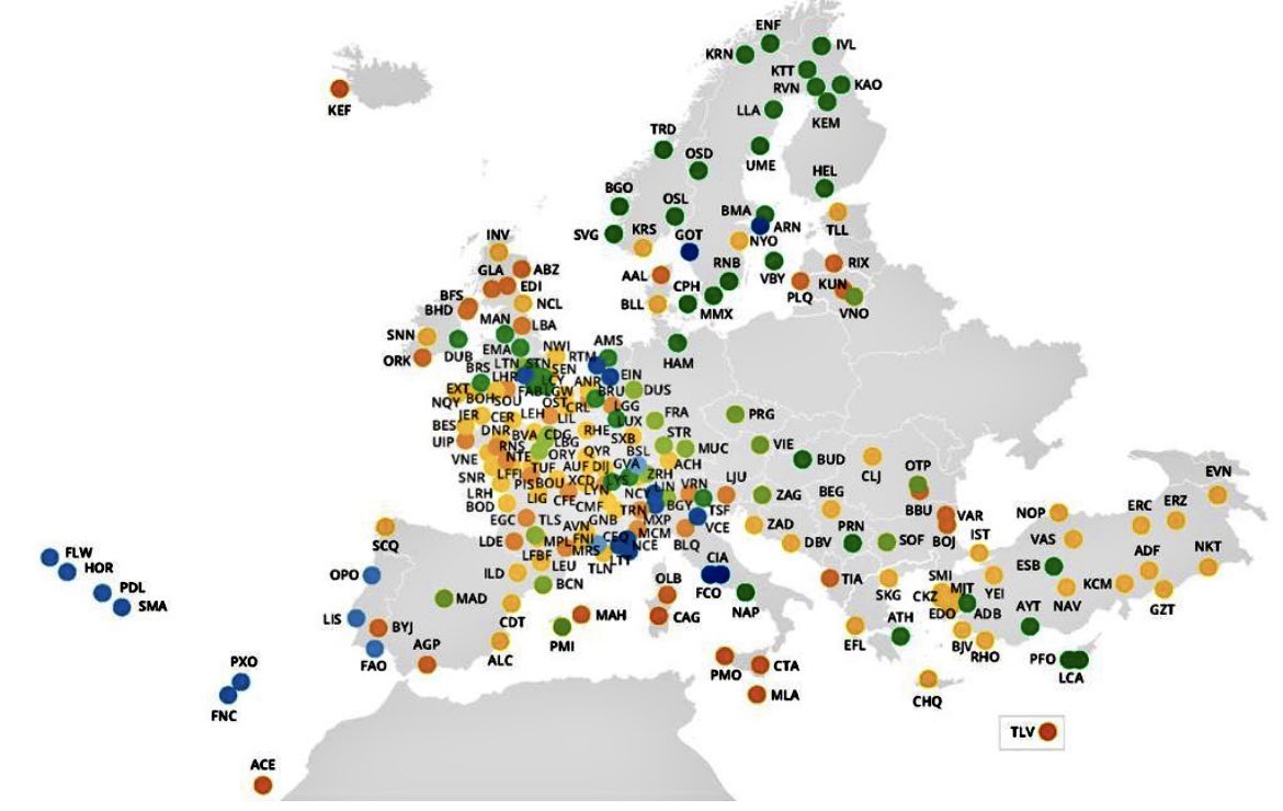 A map for World Earth Day with the 278 European airports certified by <a href="/AirportCO2/">AirportCarbonAccredt</a> &amp; working hard to reduce CO2. Airports of all sizes across Europe = climate action now core to airport management. 🙏 to <a href="/UNFCCC/">UN Climate Change</a> <a href="/icao/">ICAO</a> <a href="/EU_Commission/">European Commission</a> <a href="/FAANews/">The FAA ✈️</a> <a href="/ECACceac/">ECAC</a> <a href="/eurocontrol/">EUROCONTROL</a> for the support