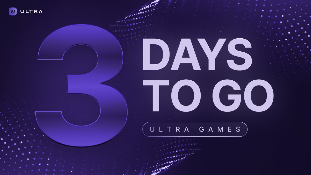 Ultra_io's tweet photo. We’re almost there! Just 3 days to go until the launch of Ultra Games 🤩

Here's your chance to win $20 worth of #UOS in today’s #giveaway:

✅ Follow @ultra_io & @ultra_platform
✅ Like & retweet post
✅ Tag two friends below 👇
✅ Download the app and create an account: https://t.co/AoueYG99dO

⏲️ Ends in 24 hours