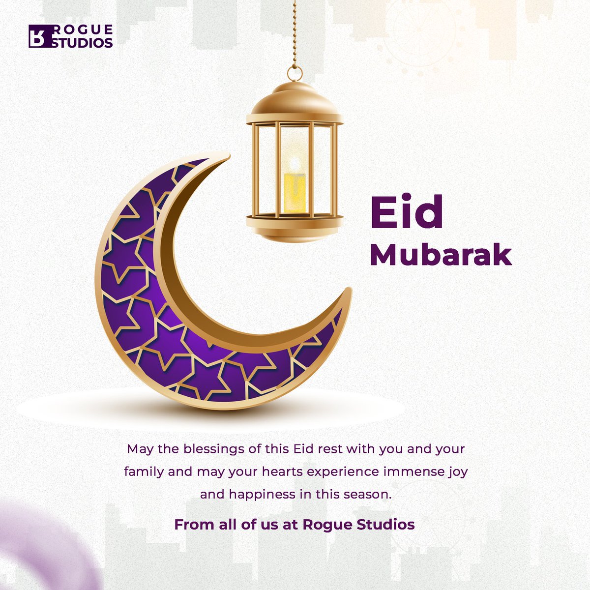 roguestudioshq's tweet photo. Eid Mubarak from all of us at Rogue Studios. 

We hope that this celebration blesses you with love, light and everything in between 💜

#roguestudios #wherevisualizationmeetsreality #eidmubarak #eid2023 https://t.co/qgvc9jcvYb