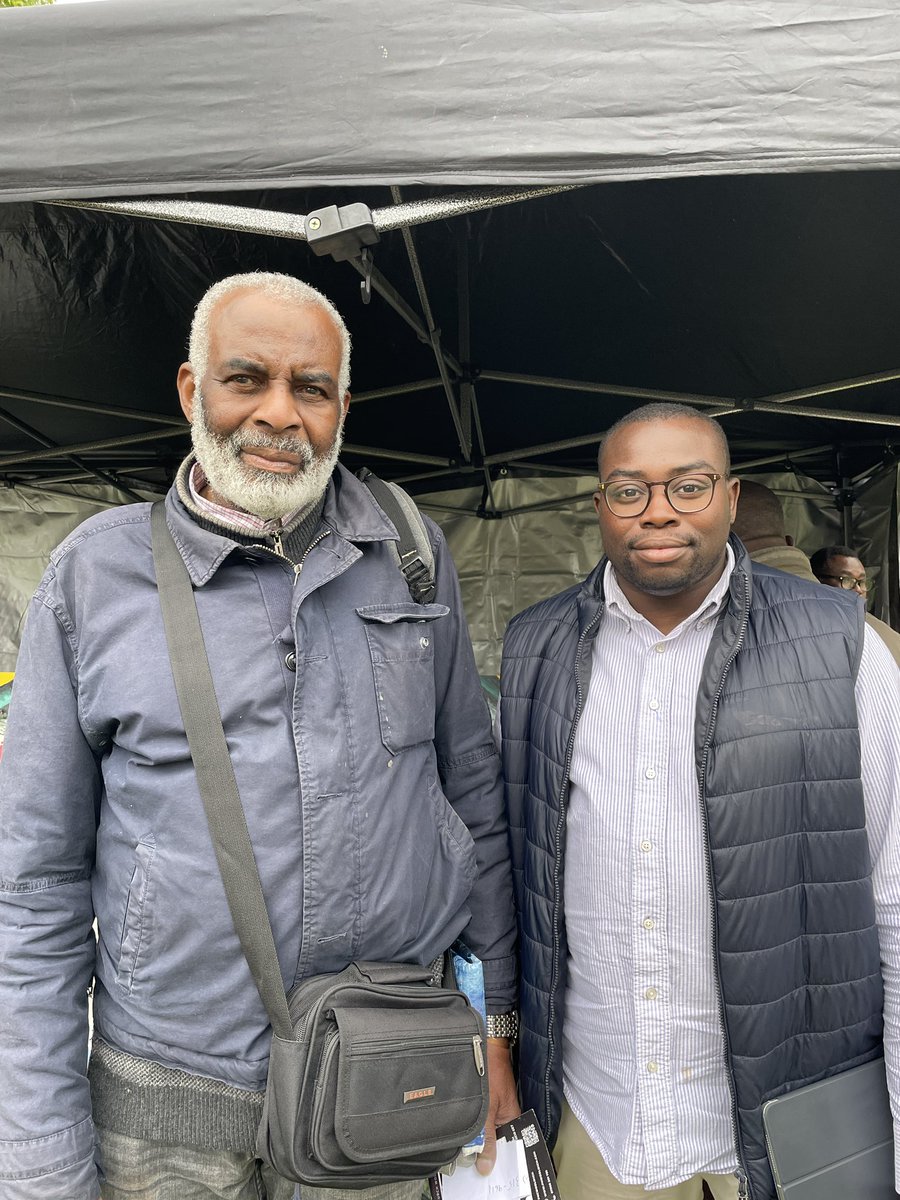 Royal_Greenwich's tweet photo. Leader of Council @MrOkereke with Mr Lawrence. We are honoured and humbled that he attended our event to remember Stephen’s life and legacy in General Gordon Square today. 

#SLD30 #BecauseofStephen 
🧡🧡🧡 https://t.co/THKWtluZAC