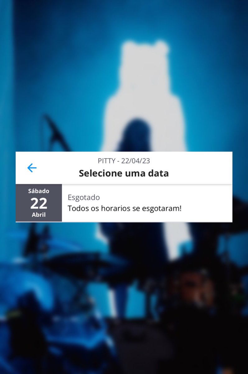 SOLD OUT!
Hoje tem show em Porto Alegre/RS, no Auditório Araújo Vianna.

Os ingressos estão esgotados.🔥

#ACNXX <a href="/Pitty/">⚡️PITTY⚡️</a>