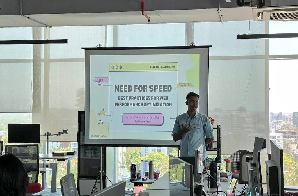 Thrilled to have given a successful talk on Web Performance at a <a href="/ReactPune/">React Pune</a> Event! 

Grateful for the positive feedback from the audience 🙌🏻 

Let's keep optimizing for speed and creating better user experiences! 🚀