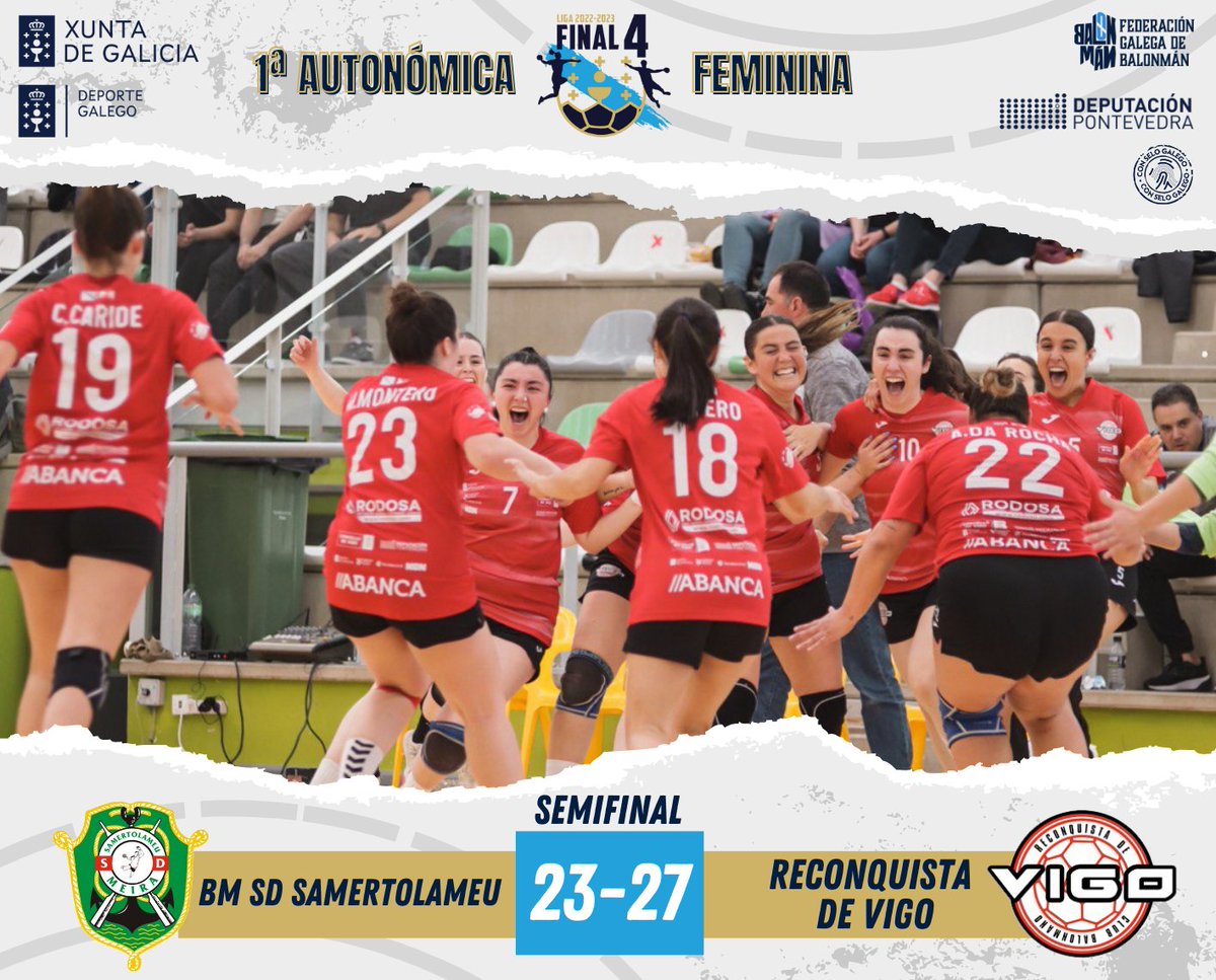 fgabalonman's tweet image. 🏆FINAL 4 PRIMEIRA AUTONÓMICA FEMININA 

🔹semifinal
🕘Final
🆚 @SDSamertolameu 23:27 @bmreconquista 

As de Vigo tras un partidazo, buscarán mañá un oco na fase de ascenso a DHPF

#ConSeloGalego
