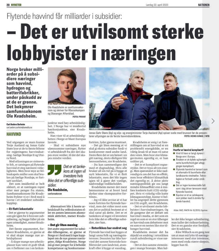 Anduril100's tweet photo. Ole Kvadsheim fortsetter å spre sunn skepsis til  subsidiering av næringer, selv om de er "klimavennlige". 

@OleKvadsheim https://t.co/1jiJuOm9h6