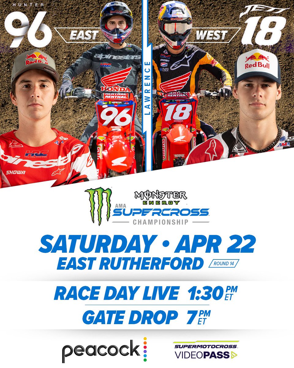 SupercrossLIVE's tweet photo. Tune in today for round 1️⃣4️⃣ of @MonsterEnergy Supercross in East Rutherford 📺

📺: https://t.co/IdcDotTWW2

#SupercrossLIVE #SuperMotocross https://t.co/1ZC4Ayq5xO