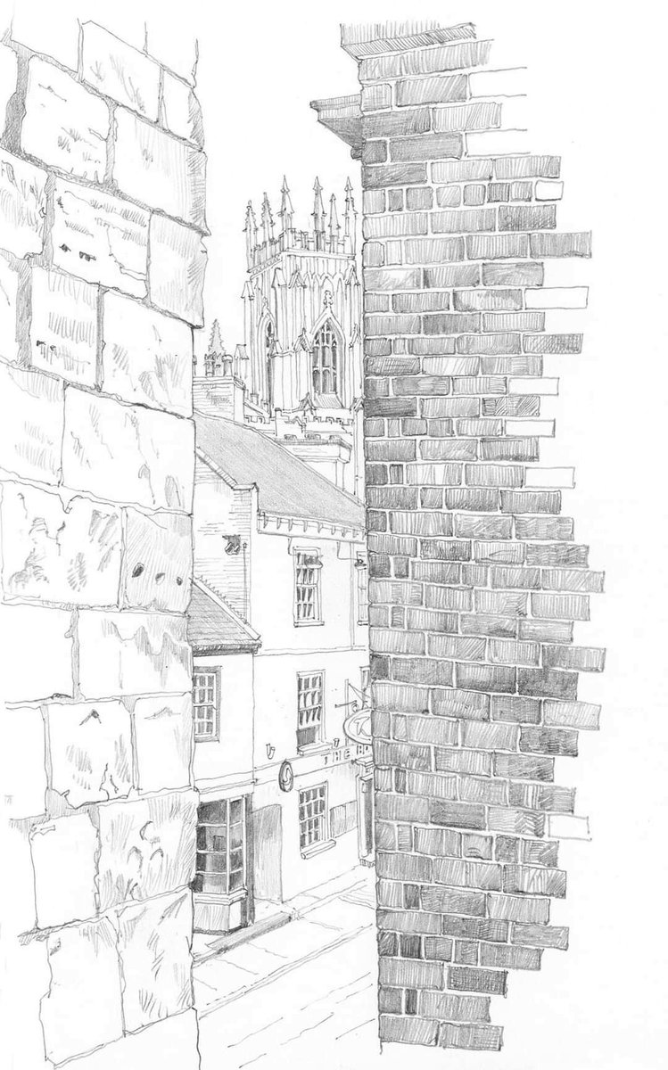 allantadams's tweet photo. York Minster glimpsed between Bootham Bar and a brick wall on High Petergate. The Hole in the Wall pub fills the middle ground.
@York_Minster #HighPetergate #Pencil #drawing https://t.co/OL1rxcKDJ6