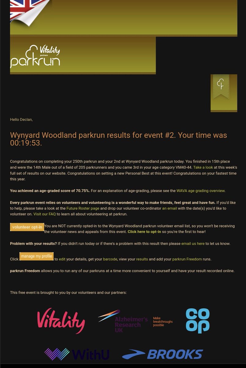 DeclanMunnelly's tweet photo. Achieved my 250th parkrun milestone this morning at Wynyard Woodland parkrun. Very wet conditions and a 2023 PB 😀🏃Sligeach Abú.
@SedgeHarriers
@sligoparkrun
@sligogaa https://t.co/szQdaISoAi