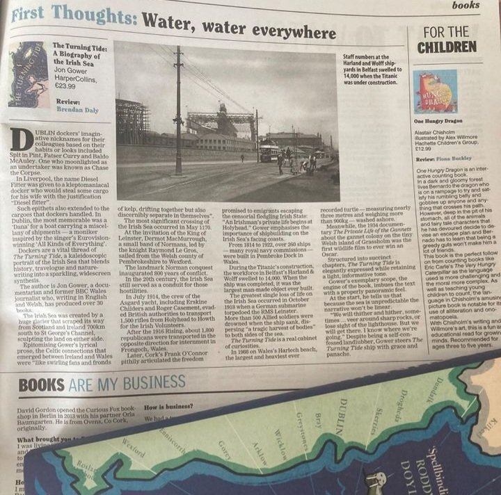 wcorklitfest's tweet image. The Turning Tide: A Biography of the Irish Sea by Welsh writer Jon Gower is reviewed in the @irishexaminer today. Jon will be joining us at #WCLF2023 on 14 July for a #FreeEvent in #BantryLibrary. Thanks to Catherine Kirwan for the 📸
westcorkmusic.ie/events/2023/jo…