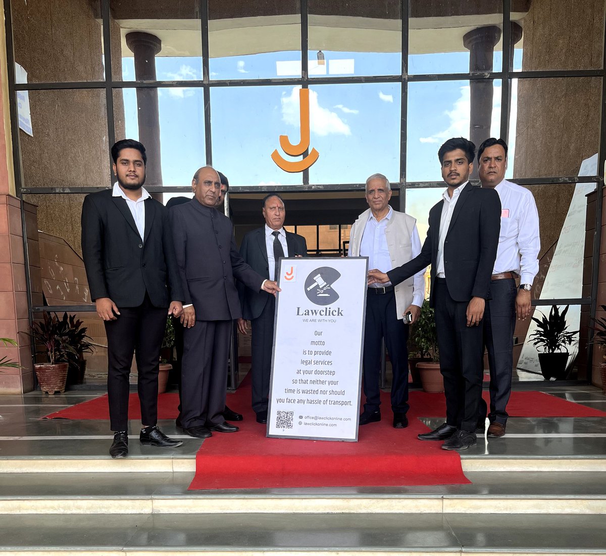 lawclick24's tweet photo. Promotion of our "LawClick" mobile application by:- 
1. Dr. U.C. Sankhla Sir, former Vice-Chancellor of Dr. Bhimrao Ambedkar Law University, Jaipur
2. H. L. Verma Sir, Vice-Chancellor of Jagannath University, Jaipur.
3. Dr. S.P.S. Shekhawat Sir, Dean, Jagannath University https://t.co/pD6gjF9KaM