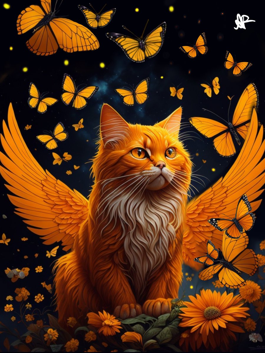 AFDESIGNANDART's tweet image. Get ready for some feline fantasy with "Whimsical Wonders" - a #collection of 10 unique #NFTs featuring playful orange #cats with #wings and #butterflies. Perfect for #art lovers and #collectors who appreciate #originality. #NFT #digitalart #NFTCommunity #nftcollectors