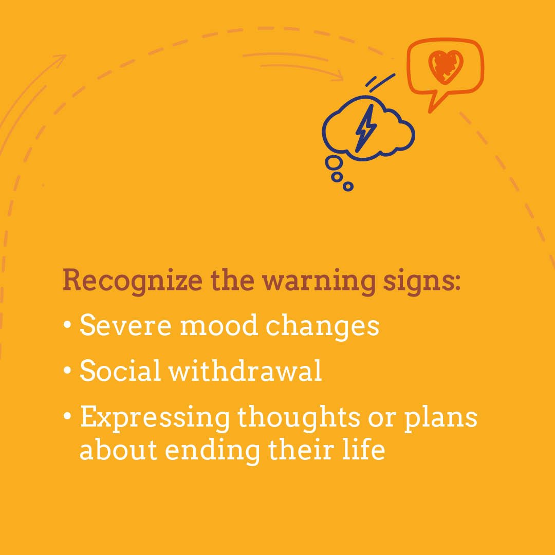 WHO's tweet photo. These are warning signs that someone may be thinking about #suicide: 
🔶 Severe mood changes 
🔶 Social withdrawal 
🔶 Expressing thoughts or plans about ending their life https://t.co/IUwyoWIbn5
