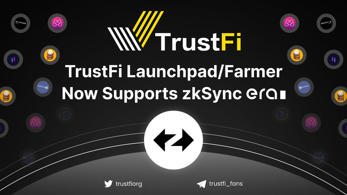 trustfiorg's tweet photo. 📣TrustFi Farmer & Launchpad Now Supports  
@zksync ! 
 
💎#TrustFi offers #DeFi Infrastructure, #Launchpad, and Marketing services to #zksync #Era startups. 
 
🚀We welcome all zkSync Ecosystem Startups to apply for #IDOs & Farmer Spaces! 

-Apply for IDO: https://t.co/suvBLSr26z
- Apply for Farmer Space: https://t.co/TPLRuAxpqS