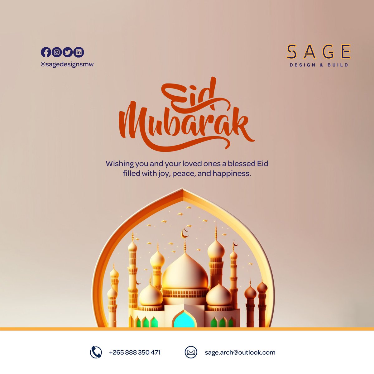 SageDesignsMw's tweet photo. May Allah grant you and your loved ones happiness, peace, and prosperity on this blessed occasion of Eid. Eid Mubarak!🌙 https://t.co/M2S096uyQi