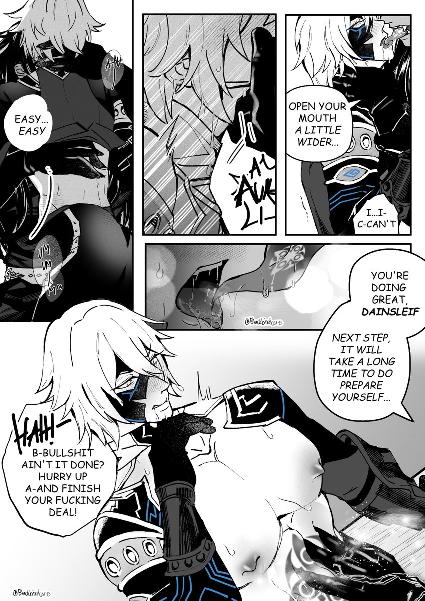 Blackbirdcore's tweet photo. ☕️💙 #Capidain
Dangerous deal, May be Dainsleif choose the wrong person...😳
⚠️ smooch🫦!
※Read from right to left https://t.co/RXKGXlohbS