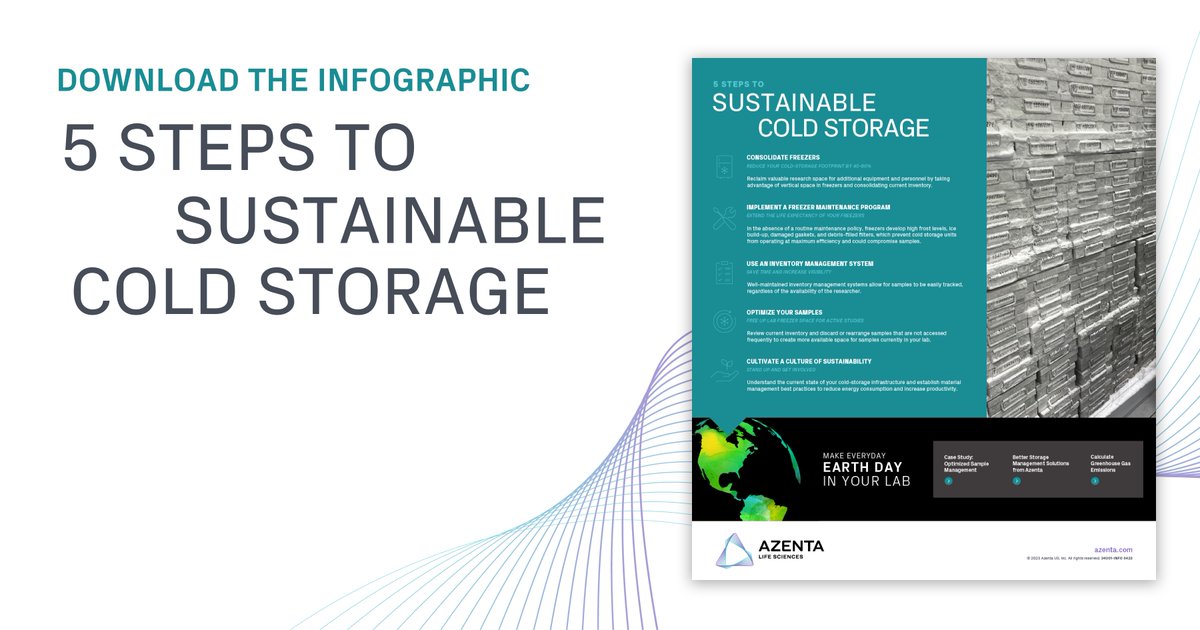 AzentaSciences's tweet image. This #EarthDay2023, and every day, take these 5 steps toward more #SustainableStorage practices. Download the infographic to learn more: hubs.ly/Q01MggBw0 

#ColdStorage #Azenta