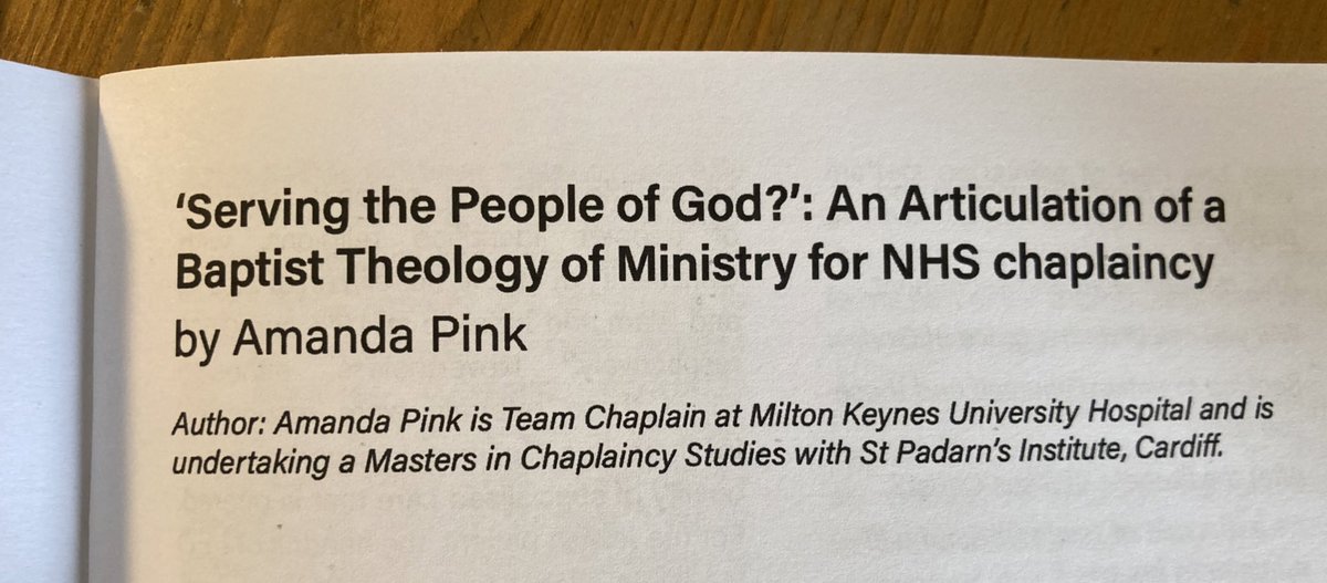 superpinkymandy's tweet photo. Hard copy of the BMJ arrived today (as thanks for contributing). Would really love to hear others thoughts on the how chaplaincy fits (or doesn’t) with baptist theologies of ministry. 1/2 https://t.co/pwj8oZwUyW