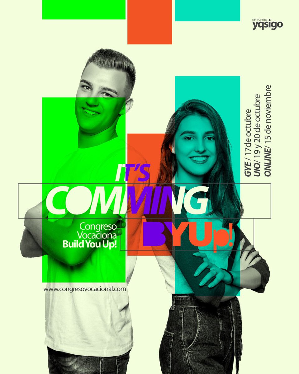 Yqsigo's tweet photo. ¡Lo que tanto esperabas llegó! 💥La edición BYUp! de este 2023 la realizaremos en octubre. 

Sé parte de el mejor Congreso de Orientación Vocacional 🙌🏻 

Guayaquil: 📆 de octubre 
Quito: 19 y 20 de octubre
Online: 15 de noviembre 👩🏻‍💻 

Espera más noticias en los próximos días… 😃 https://t.co/HDVmYdTGx6