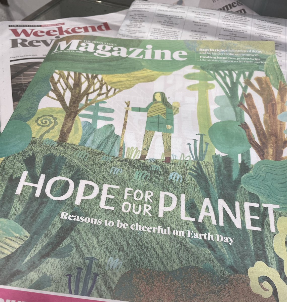 VivaGreenGroup's tweet photo. 55 changemakers name one thing that gives them most hope for the future on planet Earth. Check out the great feature in @IrishTimesMag, 'Reasons to be hopeful on Earth Day,' plus the launch news about our new #TruEco personal care line on the back page of @IrishTimes!💚 #EarthDay https://t.co/i7qadHWpXP