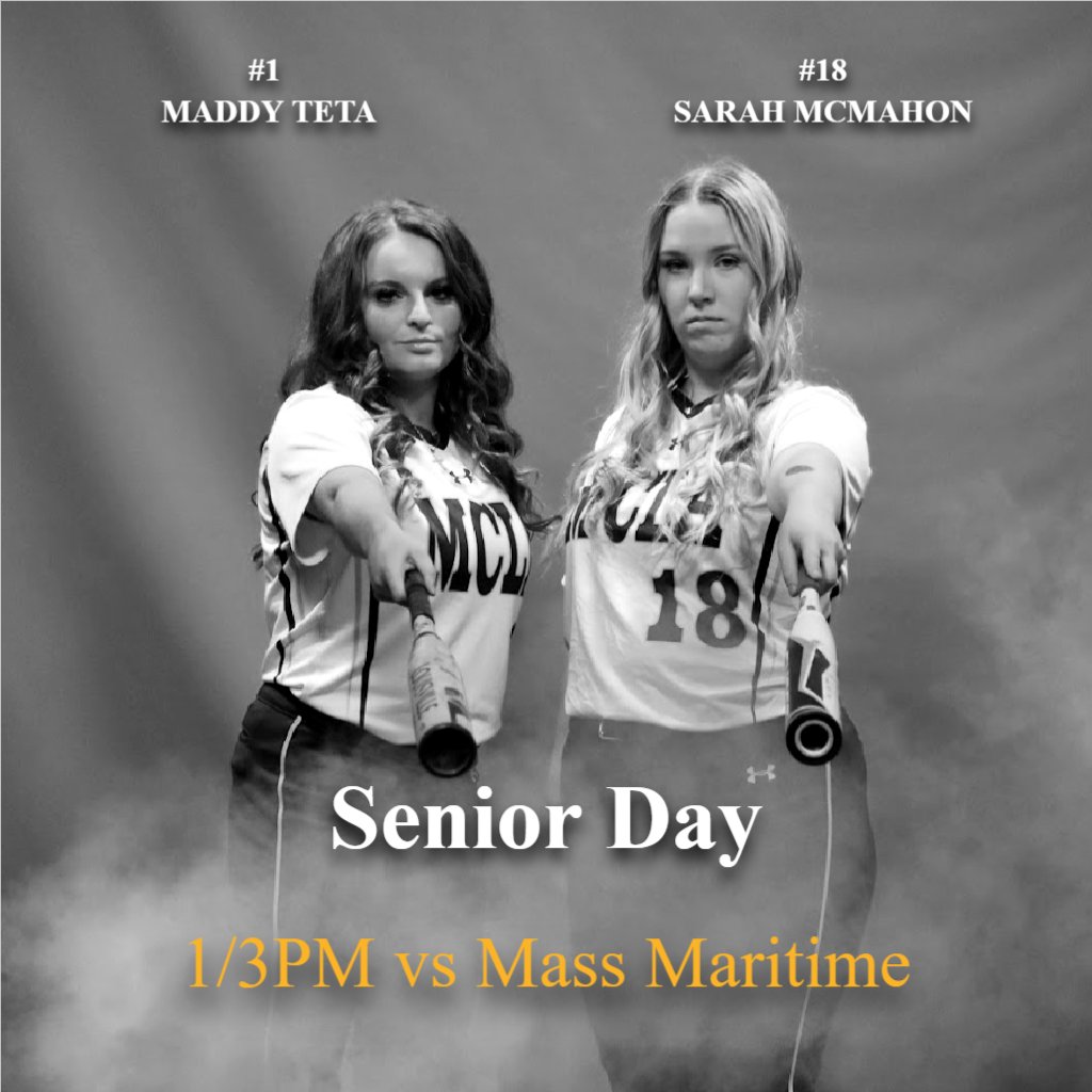 Senior Day!
Home vs Mass. Maritime
1/3pm

Come out and celebrate our two seniors, Maddy Teta and Sarah McMahon