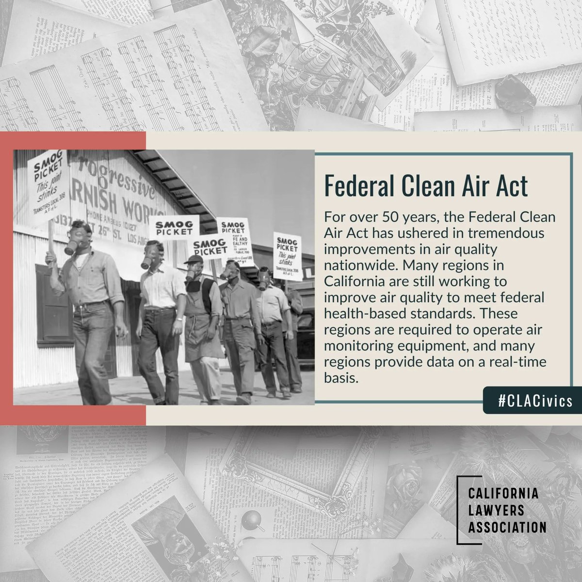 In honor of #EarthDay, we're shining the #civics spotlight on the importance of #airquality and our past leaders who worked diligently to impose regulations to ensure the availability of quality air for future generations.

#CLACivics #CleanAirAct #FederalLaw #UnitedStatesHistory
